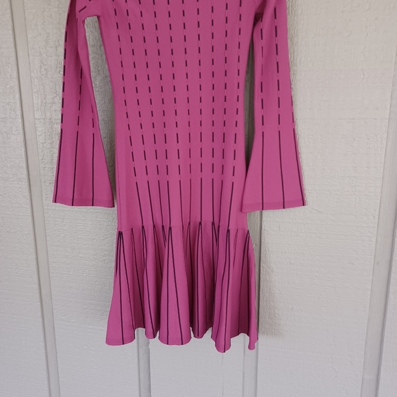 Prabal Gurung Women Striped Off Shoulder Dress Size 0 Knit Long Sleeve Preppy - Picture 4 of 14